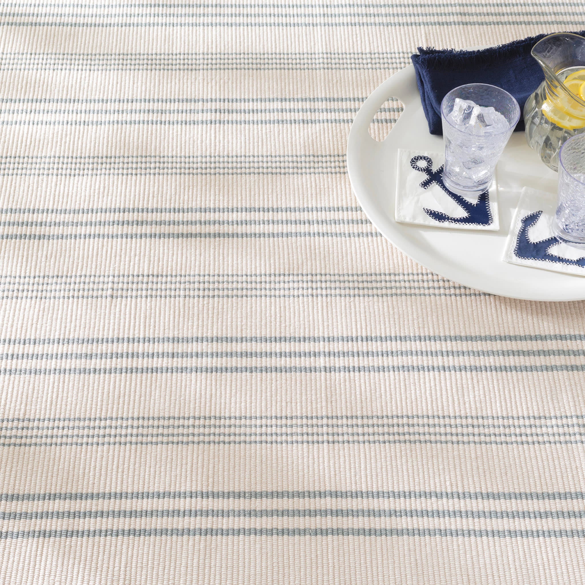swedish stripe handwoven cotton rug | blue swedish stripe handwoven cotton rug | blue