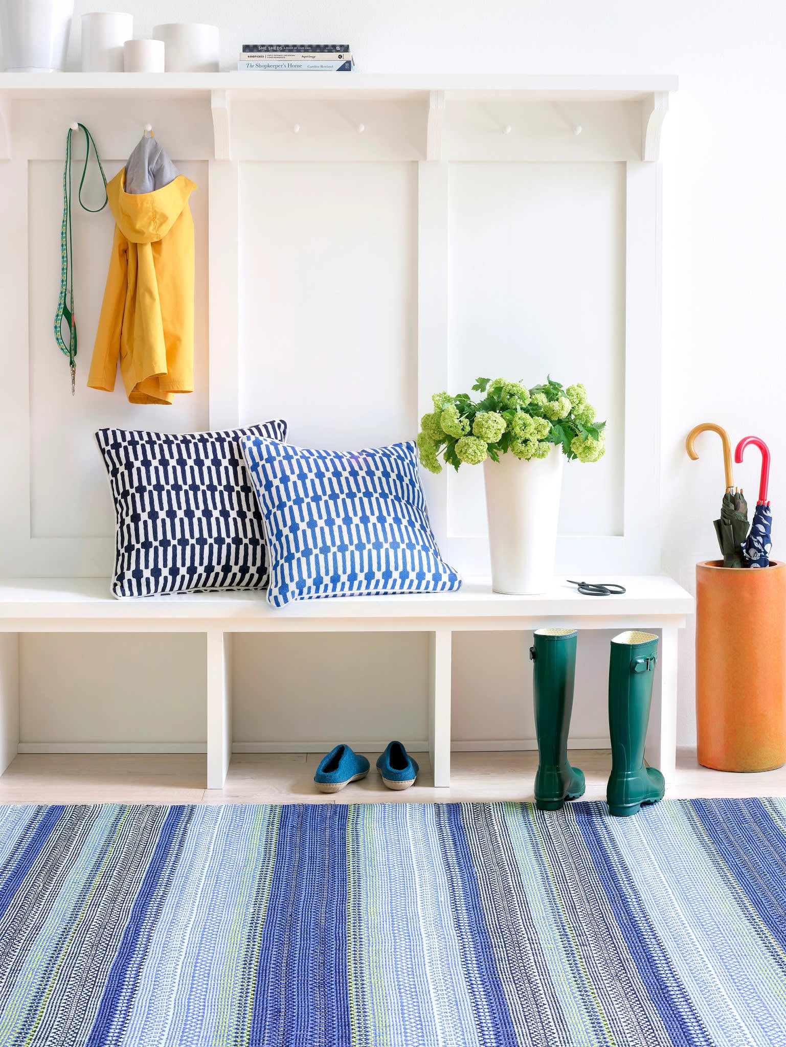 fiesta stripe handwoven indoor/outdoor rug | french blue/green fiesta stripe handwoven indoor/outdoor rug | french blue/green