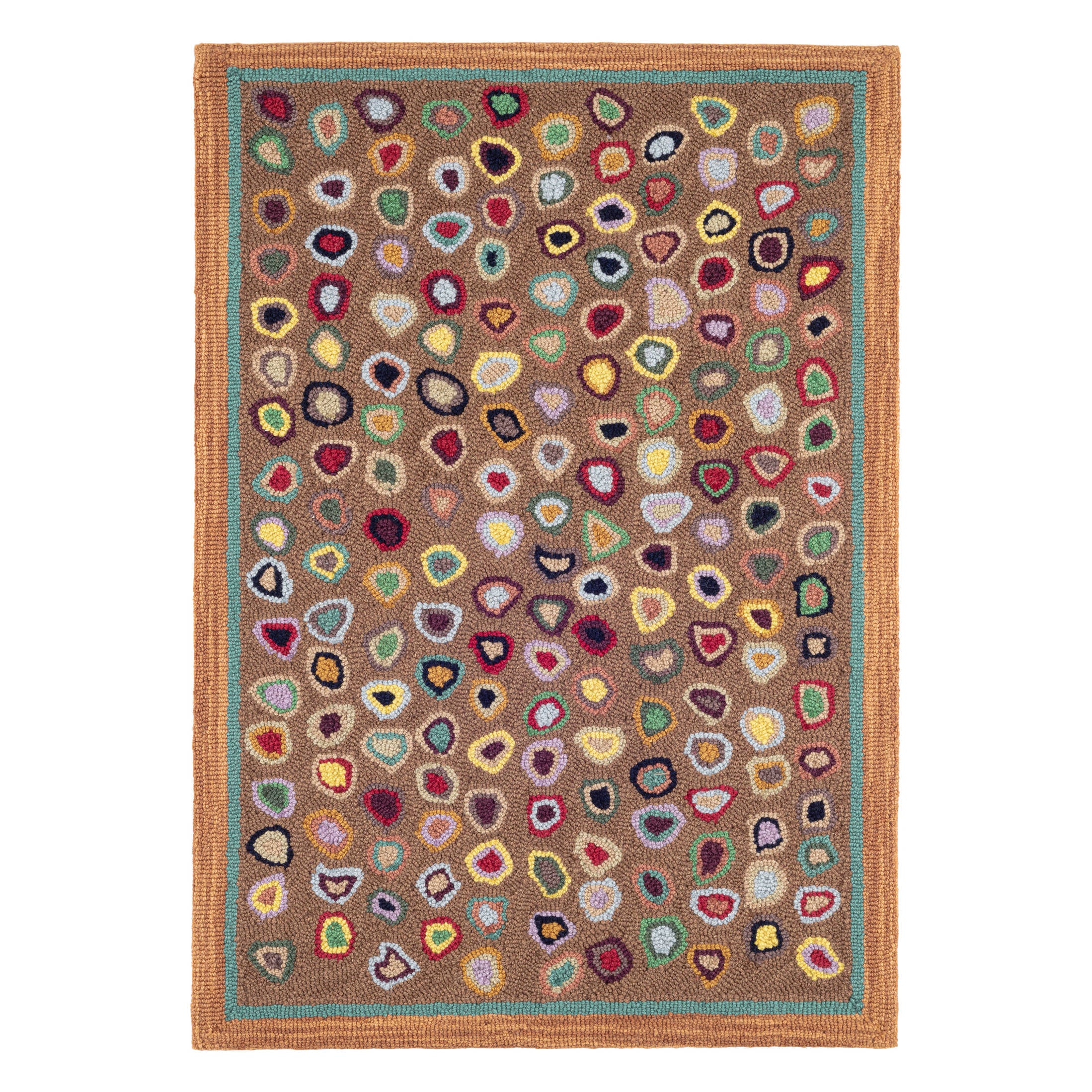 cat's paw hand micro hooked wool rug | brown cat's paw hand micro hooked wool rug | brown