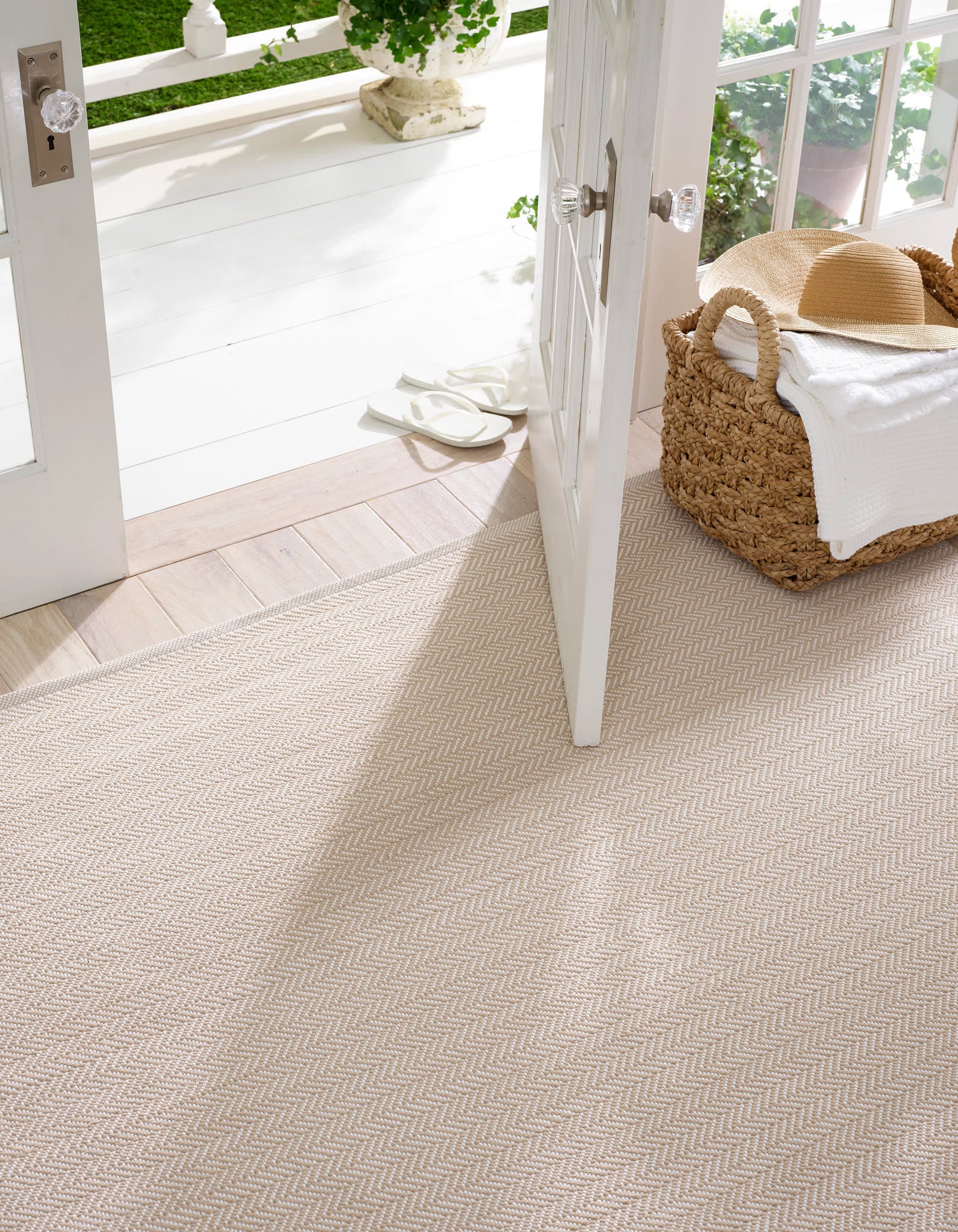 herringbone handwoven indoor/outdoor rug | linen/white herringbone handwoven indoor/outdoor rug | linen/white